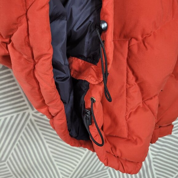 Eddie Bauer Goose Down Puffer Jacket Sz Medium Petite Red Orange Warm Winter - Picture 4 of 9